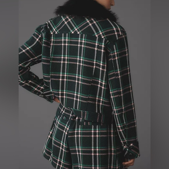 Anthropologie Maeve Plaid Crop Faux-Fur
Collar Coat Medium NWT - Picture 3 of 12